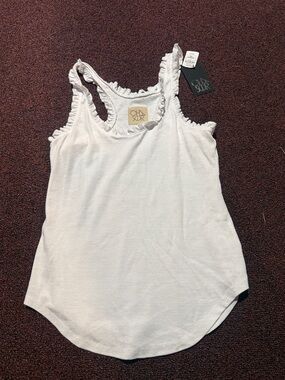 Chaser White Ruffle-Edge Racerback Tank Top